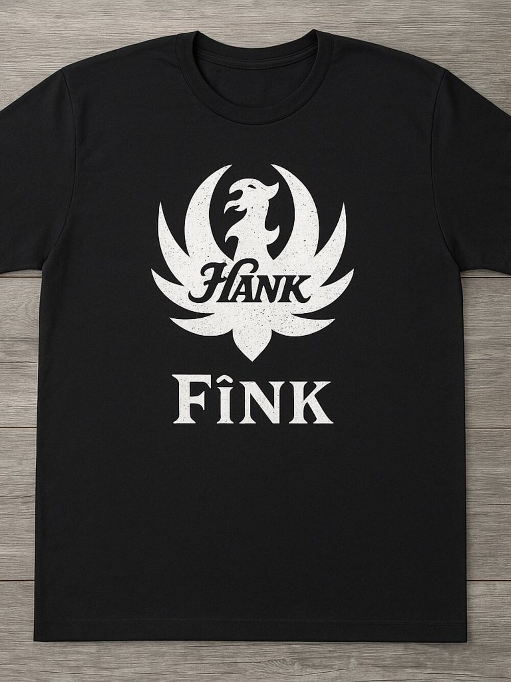 Hank Fink Graphic T-Shirt | Bold Black & White Vintage Style Tee | Unisex Street